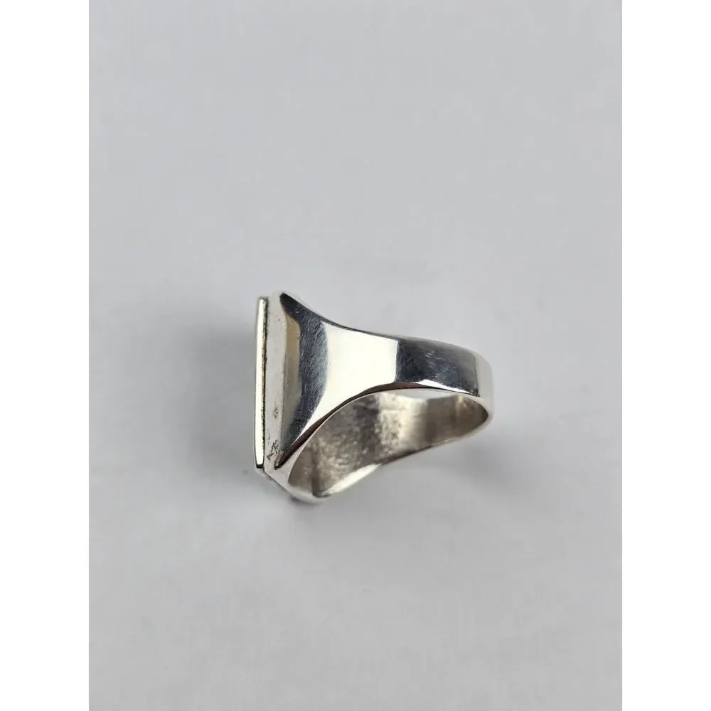 Zuni Bowannie Men's Sterling Inlay Signet Ring size 11 Turquoise Coral Shell